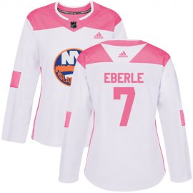 Adidas New York Islanders #7 Jordan Eberle White/Pink Authentic Fashion Womens Stitched NHL Jersey