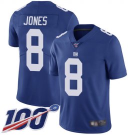 Nike New York Giants #8 Daniel Jones Royal Blue Team Color Mens Stitched NFL 100th Season Vapor Limited Jersey
