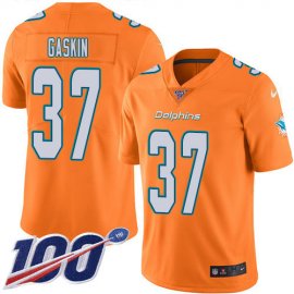 Nike Miami Dolphins #37 Myles Gaskin Orange Mens Stitched NFL Limited Rush 100th Season Jersey