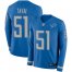 Nike Detroit Lions #51 Jahlani Tavai Blue Team Color Mens Stitched NFL Limited Therma Long Sleeve Jersey