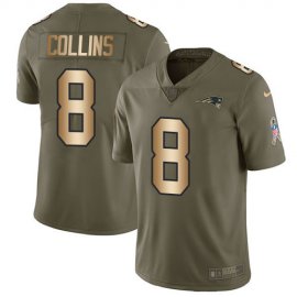 Nike New England Patriots #8 Jamie Collins Sr Olive/Gold Mens Stitched NFL Limited 2017 Salute To Service Jersey