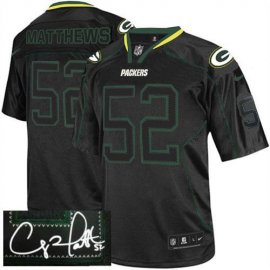 Nike Green Bay Packers #52 Clay Matthews Lights Out Black Mens Stitched NFL Elite Autographed Jersey