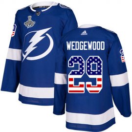 Adidas Tampa Bay Lightning #29 Scott Wedgewood Blue Home Authentic USA Flag 2020 Stanley Cup Champions Stitched NHL Jersey