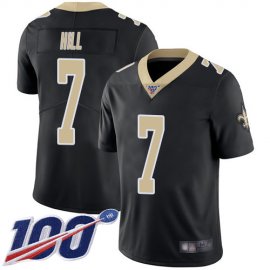 Nike New Orleans Saints #7 Taysom Hill Black Team Color Mens Stitched NFL 100th Season Vapor Limited Jersey