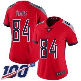 Nike Tennessee Titans #84 Corey Davis Red Womens Stitched NFL Limited Inverted Legend 100th Season Jersey