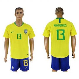 Brazil #13 Marquinhos Home Soccer Country Jersey
