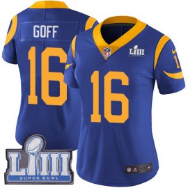 Nike Los Angeles Rams #16 Jared Goff Royal Blue Alternate Super Bowl LIII Bound Womens Stitched NFL Vapor Untouchable Limited Jersey
