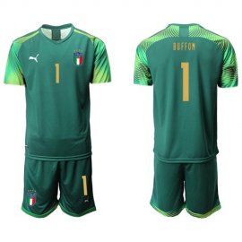 Italy #1 Buffon Army Green Goalkeeper Soccer Country Jersey