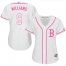 Boston Red Sox #9 Ted Williams White/Pink Fashion Womens Stitched MLB Jersey