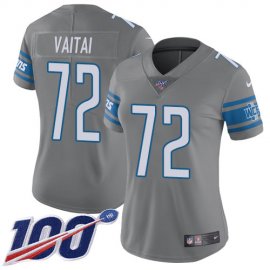 Nike Detroit Lions #72 Halapoulivaati Vaitai Gray Womens Stitched NFL Limited Rush 100th Season Jersey