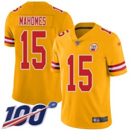Nike Kansas City Chiefs #15 Patrick Mahomes Gold Mens Stitched NFL Limited Inverted Legend 100th Season Jersey