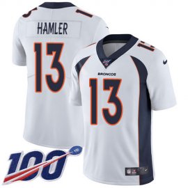 Nike Denver Broncos #13 KJ Hamler White Mens Stitched NFL 100th Season Vapor Untouchable Limited Jersey