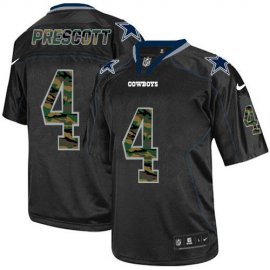 Nike Dallas Cowboys #4 Dak Prescott Black Mens Stitched NFL Elite Camo Fashion Jersey