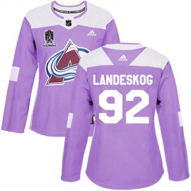 Adidas Colorado Avalanche #92 Gabriel Landeskog Purple Womens 2022 Stanley Cup Champions Authentic Fights Cancer Stitched NHL Jersey Womens