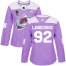 Adidas Colorado Avalanche #92 Gabriel Landeskog Purple Womens 2022 Stanley Cup Champions Authentic Fights Cancer Stitched NHL Jersey Womens