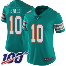 Nike Miami Dolphins #10 Kenny Stills Aqua Green Alternate Womens Stitched NFL 100th Season Vapor Limited Jersey