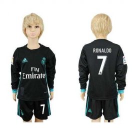 Real Madrid #7 Ronaldo Sec Away Long Sleeves Kid Soccer Club Jersey
