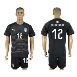 Italy #12 Donna Rumma Black Goalkeeper Soccer Country Jersey