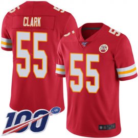 Nike Kansas City Chiefs #55 Frank Clark Red Team Color Mens Stitched NFL 100th Season Vapor Limited Jersey