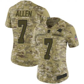 Nike Carolina Panthers #7 Kyle Allen Camo Womens Stitched NFL Limited 2018 Salute to Service Jersey