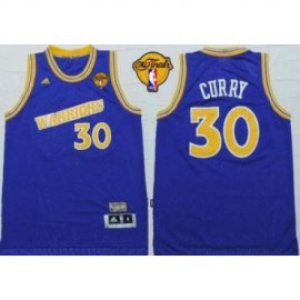 Warriors #30 Stephen Curry Blue Throwback The Finals Patch Stitched NBA Jersey