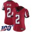 Nike Atlanta Falcons #2 Matt Ryan Red Team Color Womens Stitched NFL 100th Season Vapor Limited Jersey