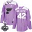 Adidas St. Louis Blues #42 Michael Del Zotto Purple Authentic Fights Cancer 2019 Stanley Cup Final Stitched NHL Jersey