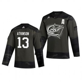 Columbus Blue Jackets #13 Cam Atkinson Adidas 2019 Veterans Day Mens Authentic Practice NHL Jersey Camo