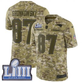 Nike New England Patriots #87 Rob Gronkowski Camo Super Bowl LIII Bound Mens Stitched NFL Limited 2018 Salute To Service Jersey