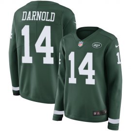 Nike New York Jets #14 Sam Darnold Green Team Color Womens Stitched NFL Limited Therma Long Sleeve Jersey