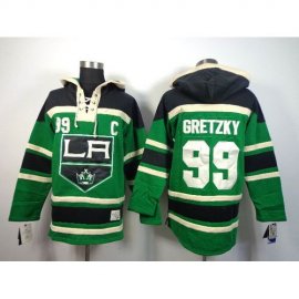 Los Angeles Kings #99 Wayne Gretzky Green St. Patricks Day McNary Lace Hoodie Stitched NHL Jersey