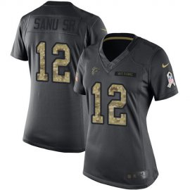 Nike Atlanta Falcons #12 Mohamed Sanu Sr Black Womens Stitched NFL Limited 2016 Salute to Service Jersey