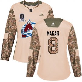 Adidas Colorado Avalanche #8 Cale Makar Camo Authentic Womens 2022 Stanley Cup Champions Veterans Day Stitched NHL Jersey Womens