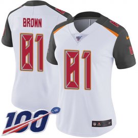 Nike Tampa Bay Buccaneers #81 Antonio Brown White Womens Stitched NFL 100th Season Vapor Untouchable Limited Jersey