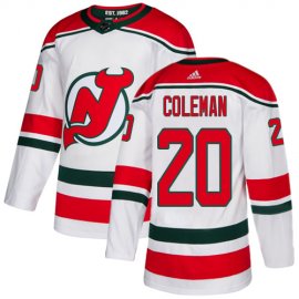 Adidas New Jersey Devils #20 Blake Coleman White Alternate Authentic Stitched NHL Jersey