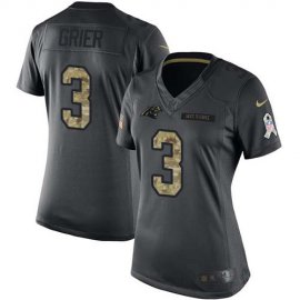 Nike Carolina Panthers #3 Will Grier Black Womens Stitched NFL Limited 2016 Salute to Service Jersey