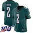 Nike Philadelphia Eagles #2 Jalen Hurts Green Team Color Mens Stitched NFL 100th Season Vapor Untouchable Limited Jersey