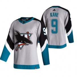 San Jose Sharks #9 Evander Kane Grey Mens Adidas 2020-21 Reverse Retro Alternate NHL Jersey