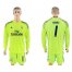 Real Madrid #1 Navas Shiny Green Goalkeeper Long Sleeves Soccer Club Jersey