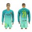 Barcelona #21 Gomes Sec Away Long Sleeves Soccer Club Jersey