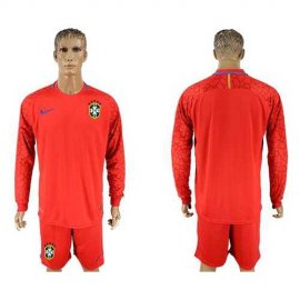 Brazil Blank Red Goalkeeper Long Sleeves Soccer Country Jersey