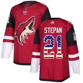 Adidas Arizona Coyotes #21 Derek Stepan Maroon Home Authentic USA Flag Stitched NHL Jersey