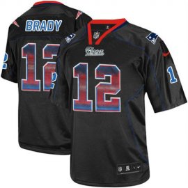 Nike New England Patriots #12 Tom Brady Lights Out Black Mens Stitched NFL Elite Strobe Jersey