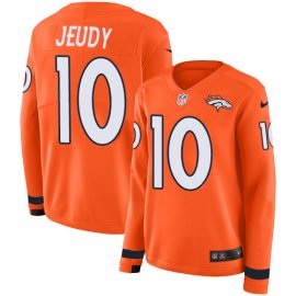 Nike Denver Broncos #10 Jerry Jeudy Orange Team Color Womens Stitched NFL Limited Therma Long Sleeve Jersey