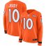 Nike Denver Broncos #10 Jerry Jeudy Orange Team Color Womens Stitched NFL Limited Therma Long Sleeve Jersey