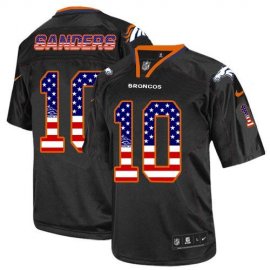 Nike Denver Broncos #10 Emmanuel Sanders Black Mens Stitched NFL Elite USA Flag Fashion Jersey
