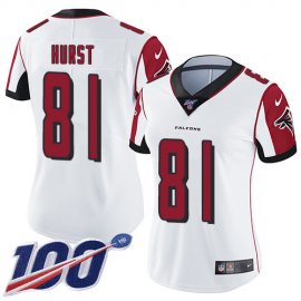 Nike Atlanta Falcons #81 Hayden Hurst White Womens Stitched NFL 100th Season Vapor Untouchable Limited Jersey