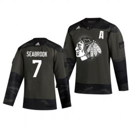 Chicago Blackhawks #7 Brent Seabrook Adidas 2019 Veterans Day Mens Authentic Practice NHL Jersey Camo