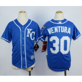 Kansas City Royals #30 Yordano Ventura Blue Cool Base Stitched Youth MLB Jersey