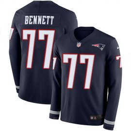 Nike New England Patriots #77 Michael Bennett Navy Blue Team Color Mens Stitched NFL Limited Therma Long Sleeve Jersey